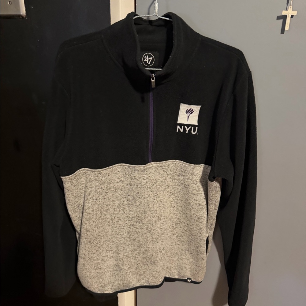 47 Brand NYU Black and Gray Half-Zip Pullover